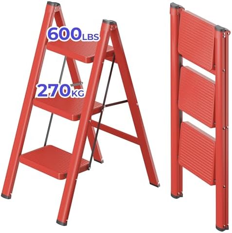 Ladder Color:red Image Solid Wood Folding Library Ladder Chair Step Ladders Step Chair ...