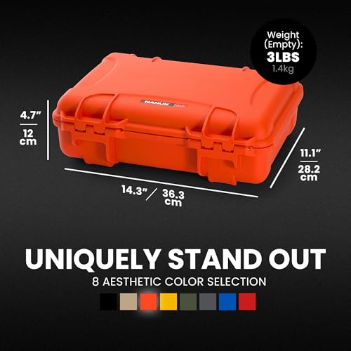 Image of NANUK 910 Empty Waterproof Hard Case - 14.3 inch x 11.1 inch x 4.7 inch, Protective Case for Gear - Impact-Resistant, Dustproof, Airline Carry-On Approved - Made in Canada, Orange