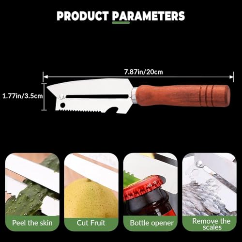 Image of Multi-Functional Stainless Steel Vegetable Peeler with Wooden Handle & Bottle Opener Single Blade Peeler for Fruits & Vegetables Sharp & Easy-Grip Kitchen Tool (4 in 1 Peeler)
