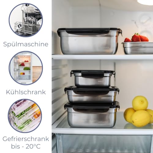 LocknLock Edelstahl Vorratsdose mit Deckel, Rund, 460 ml Ø 130 × 55 mm, BPA-Frei, Spülmaschinengeeignet, Gefriertruhengeeignet bis -20°C, Edelstahl Aufbewahrungsbox mit Deckel