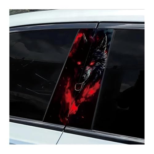 Autocollants de pilier de voiture loup noir pour masquer les rayures de fenêtre, 2 pièces