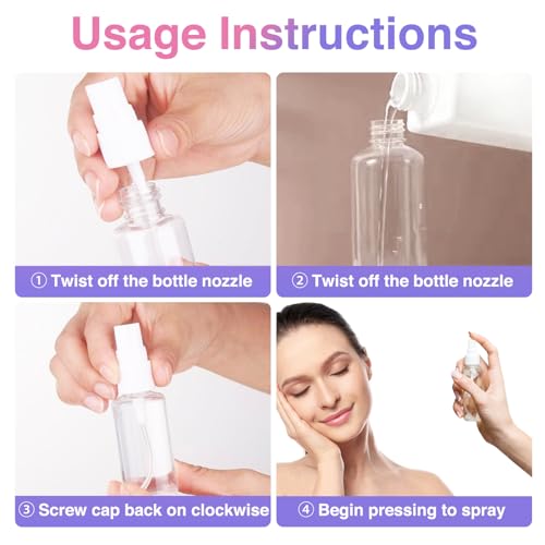 Sprühflasche 4 X 20ml Kleine Sprühflasche Spray Bottle Transparente Zerstäuber Flaschen Tragbares Reiseflaschen Set Leer Kleine Kosmetika Sprayflasche für Parfüms Öle Alkohol und Wasser (4 x 20ml)