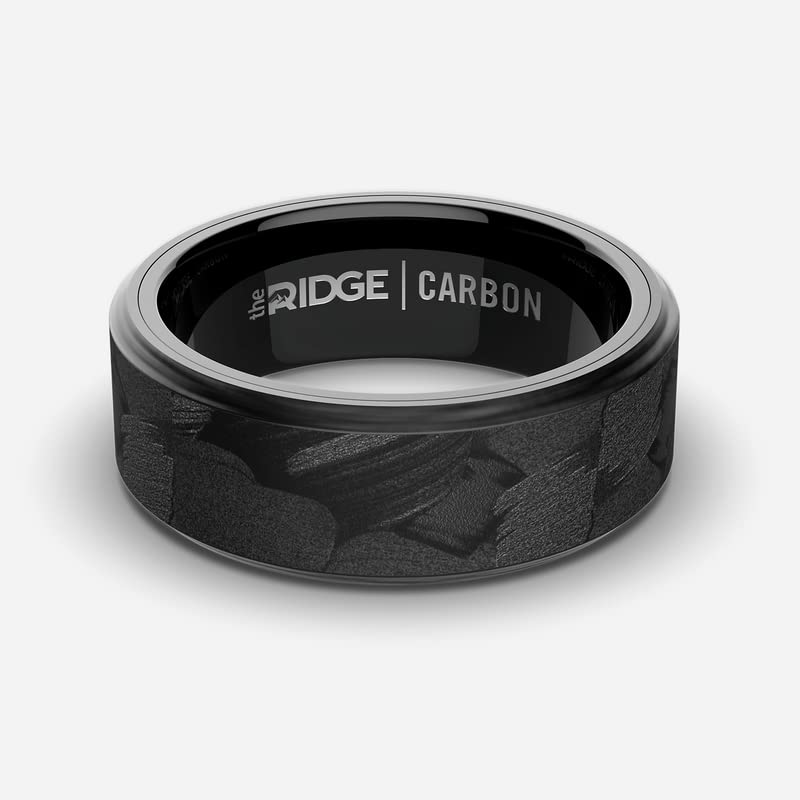 Image of The Ridge Tungsten Rings For Men - Mens Wedding Band - Strong, Durable, and Scratch-Resistant Beveled Ring With Silicone Band