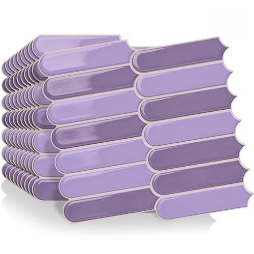 Joysticky 10-Sheet Peel and Stick Backsplash, 12" * 12" Crystal Texture Stick on Tiles Backsplash for Kitchen & Bathroom,Thicker Design Peel and Stick Wall Tiles(Light Purple)