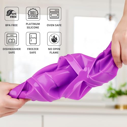 Image of PureBake Silicone Mould, Mini Loaf Bread Mold for Cakes, Brownies, Desserts, Chocolate, Candles, 6 Cavity Rectangle, Food Grade, Flexible, Oven & Freezer Safe