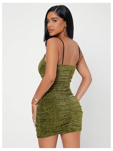 Image of Floerns Women's Glitter Sleeveless Ruched Party Clubwear Bodycon Mini Dress