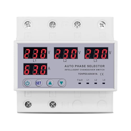 Sélecteur de phase Rail Din 63A triphasé protection tension relais