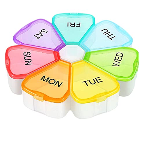 Lovcc Weekly Portable Pill Box, 7 Day Portable Pill Case, Rainbow-Covered Portable Pill Organizer For Vitamin/Fish Oil/Supplements (1 Set) #TOP29