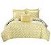 Chic Home Yellow Reversible Bed in a Bag Quilt Set, King Size (4 Piece), Madrid - Microfiber Bedding with Geometric Medallion Boho Pattern Print - Quilt, Pillow Shams and Decorative Pillows