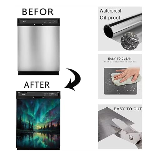 Image of BVBOX Dishwasher Magnet Cover 23 inchx26 inch, Reusable Magnetic Refrigerator Covers, Decorative Magnets Cover Fridge Door Skin Panel Stickers for Home Kitchen Appliance