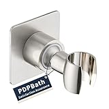 PDPBath Shower Head Holder for Handheld Showerhead Adhesive Wall Mount, Brass Adjustable Spray Brack