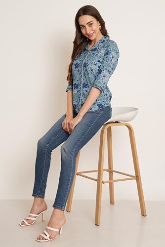 Image of COTLAND Fashions Jaipuri Cotton Floral Printed Shaded Shirt for Women (Top Style)