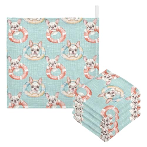 vvfelixl Cartoon Dog Swim Baby Burp Cloths Baby Muslin Washcloths for Boys Girls Cotton Babys Face Towel for Newborn Infants Soft and Absorbent 11.8 X 11.8 in, 5 Pack3