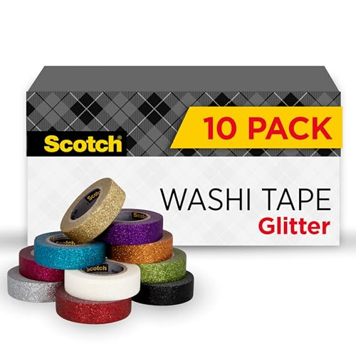 Scotch Glitter Washi Tape 10 Rolls Great for Holiday DIY and Wrapping School Supplies Craft Supplies and Teacher Appreciation Gifts