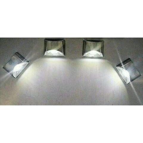 Solarize ® 4 Pack Stainless Steel Solar Fence Wall Lights White 4 SMD LED IP44 Cover