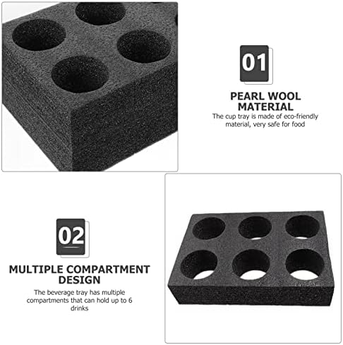 Cabilock 2Pcs Portable Coffee Holder Drink Carrier Tray 6 Cup Disposable Cup Holder Tray Take Out Cup Trays Pearl Wool Cup Trays Milk Tea Holders for Delivery of Hot or Cold Drinks