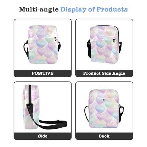 Crossbody Bag Pastel Rainbow Hearts Messenger Bag for Women Men Purse Shoulder Bag Satchel Bag with Adjustable Strap 202b65534