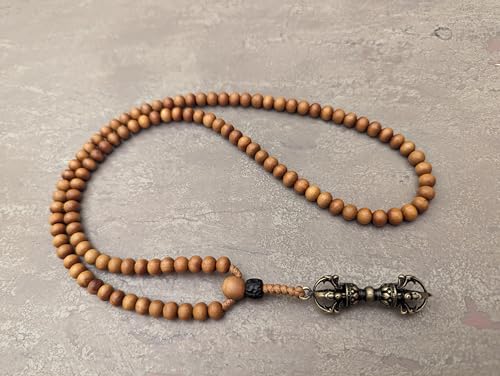 Santalum Sandalwood mala necklace rosary 108 prayer beads natural genuine sandal fragrant wood and Tibetan Buddhist Vajra pendant2