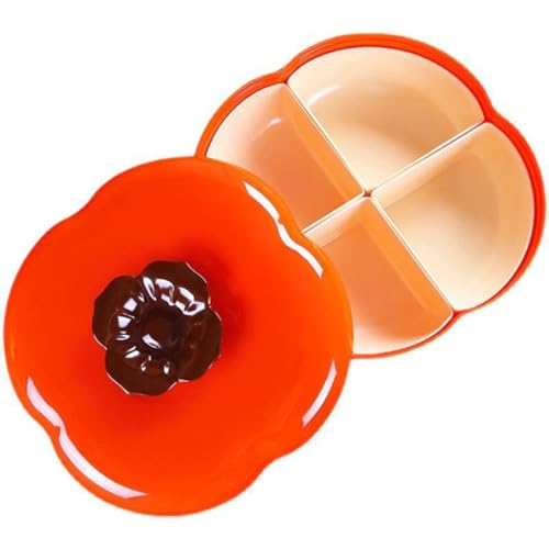 Assiette de fruits secs kaki avec cloison et couvercle étanche