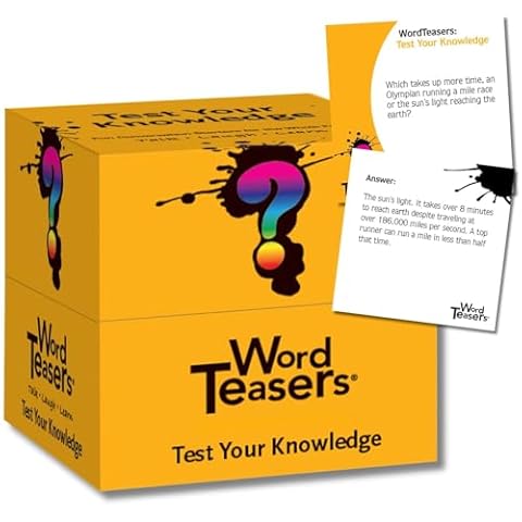 ? WORD TEASERS Test Your Knowledge - Random Knowledge Trivia Game for Adults & Kids - Fun & Interesting Trivia Card Game for Family Game Night - A Great Car Trivia Game - 150 Fun Fact Cards Cover