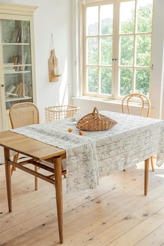 Nappe de table rectangulaire grise 135x220cm anti-taches imprimé moderne