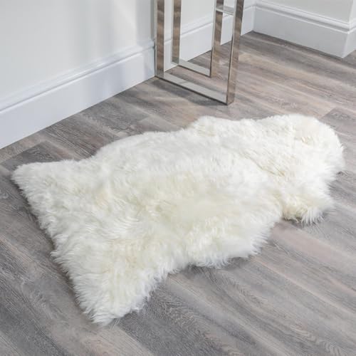 Simply Sheepskin Rug - Extra Large, Natural Single Genuine New Zealand Sheepskin - Ultra Soft Wool Bedside Rug, Machine Washable - Fluffy Sheepskin Throw - Perfect for Any Room