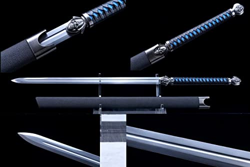 Chinese Sword,Tang jian,Full Tang(High Carbon Steel Etch Blade,Alloy Fittings) Battle Ready