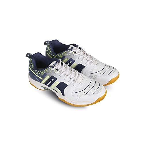 Image of Vector X CS-2000 Unisex Tennis Badminton Court Shoes for Men Women Boys|Synthetic Leather+Mesh Upper, EVA Midsole, Crepe Rubber Sole|Lightweight Indoor Outdoor Sports Footwear sneakers (White, Size-6)