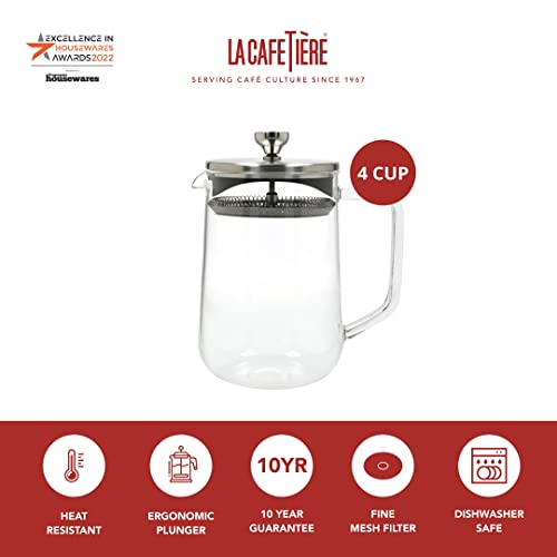 La CafetièRe Foglia Sciolta Da 4 Tazze/Teiera Con Coperchio, Infusore Per Tè In Vetro Resistente Al Calore Con Filtro In Acciaio Inossidabile Integrato Per Foglie Di Tè E Infusi Di Caffè Macinato - 2