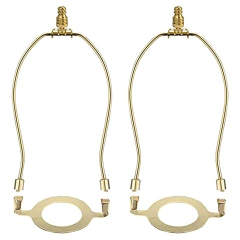 GIGIVOSHA Lamp Shade Harps Holder Adjustable Kit - 8 9 10 Inch with E26 UNO Light Base Set Lampshades parts for Table and Floor Lamps finials Bracket Light Fitting - 2 Pack (Polished Brass, 9 Inch) Cover