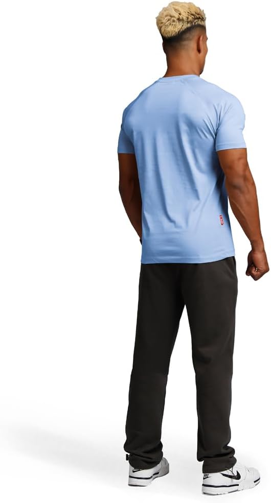 Men's Cotton Short Sleeve Raglan Crew Neck Gym Workout Athletic Tee image 5