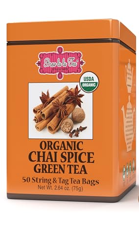 Image of Brew La La Organic Green Tea, Chai Spice Flavor, 50 Tea Bag Tin