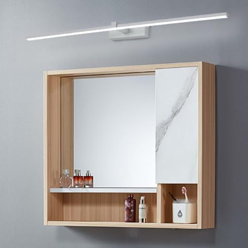 Aplique de pared lineal LED de 80cm en aluminio blanco y luz blanca para baño