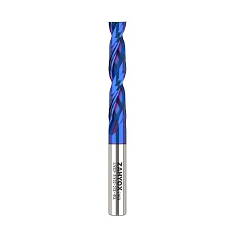 ZahyoX 3/8" Upcut Extra Long Spiral CNC Bit, NACO Coated Router Bit, 3/8" Cutting Dia, 2" Cutting Length, 4" Overall Length, CNC Woodworking End Mill