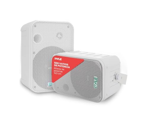 Pyle par de Altavoces de Pared, Techo, Inalambrico, Impermeable, Waterproof, Exteriores, Interiores, Par de 3.5” de 3 vias, Activo, Pasivo. Color Blanco