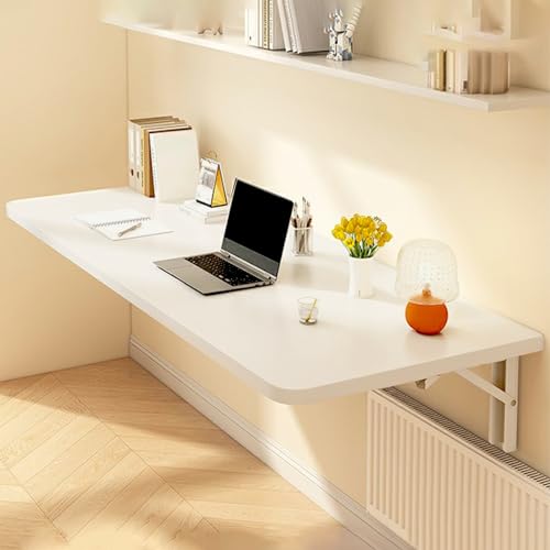 Table pliante murale blanche 30 x 60 cm compacte avec étagère intégrée - 2