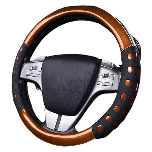 Image of NIKAVI Fashion Steering Wheel Cover - Brown Color | Size - Small | Diameter 36 cm | O-Type | Car Steering Wheel Protector, Anti-Slip, Stylish Leather Finish Grip Cover for Round Steering Wheels