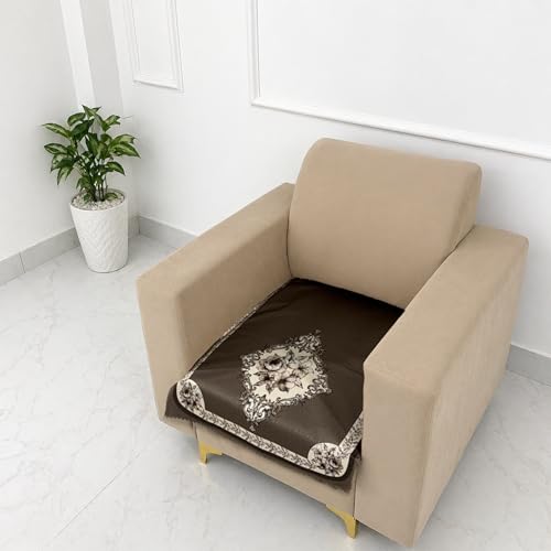Image of Homerz Premium Waterproof Jasmine Joe Sofa Seat Cover - Floral Printed Sofa Protector | Non-Slip, Washable & Durable Sofa Protector (Coffee, 1 Seater)