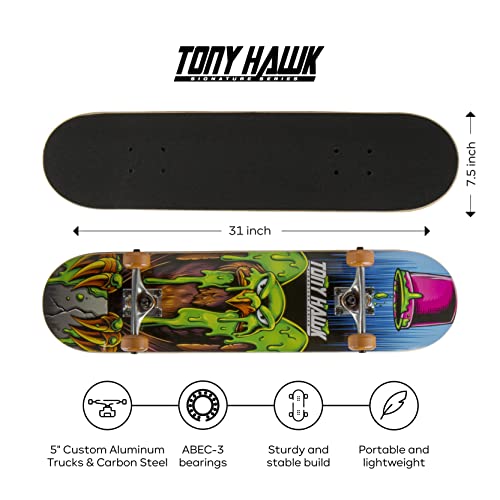 Tony Hawk 31 Inch Skateboard, Tony Hawk Signature Series 2, 9-Ply Maple Deck Skateboard For Cruising, Carving, Tricks And Downhill, Mad Hawk #TOP2