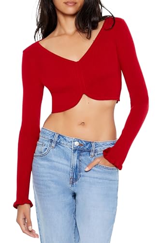 Forever 21 Women's Cropped Tulip-Hem Sweater-Knit Top