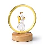 DAROMA Angel Handmade Glass & Wood Waterless Essential Oil Diffuser - Adjustable Mood Light, 2 Mist Modes for Home Office Decor, Pure Aromatherapy Gift