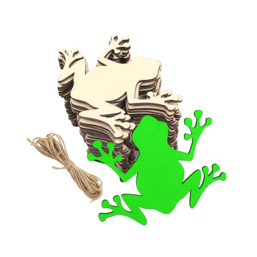 30 Pack 4 Inch Wood Tree Frog Cutouts Unfinished Wood Tree Frog Crafts Wooden Tree Frog Hanging Ornaments DIY Craft Gift Tags for Home Party Decoration