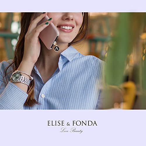 Elise & Fonda Tp53 Type-C Usb Charging Port Gorgeous Crystal Anti Dust Plug With Tiny Round Initial Letter A Pendant Cell Phone Charm For Samsung Galaxy/Huawei/Oneplus/Xiaomi/Oppo New Android Phones( Black) #TOP4