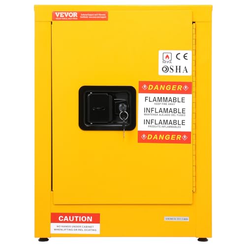 VEVOR Armário de segurança inflamável, 30 litros, aço galvanizado amarelo