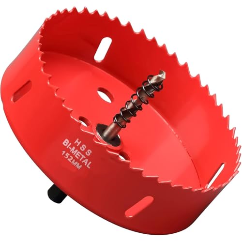 JeiYangYaa 152mm Bi-Metal Hole Saw with Arbor and Pilot Bit, HSS & Heavy Duty Steel Design, Hole Cutter for Wood, Metal, Plastic, Cornhole Boards, Aluminum, Iron, DIY Projects