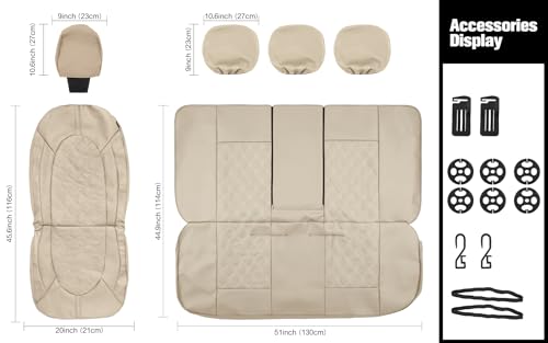 Caromop 1960100403 Luxury Leather Car Seat Covers Full Set-Waterproof Seat Protectors thumb #7