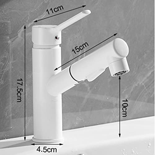 Grifo de lavabo extraíble en latón macizo blanco con mezclador monomando premium 4