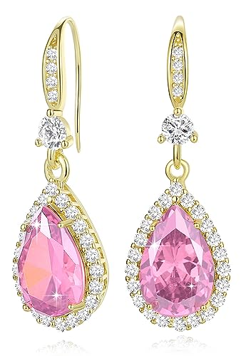 Diamond Dangle Earrings for Women Silver/Gold Plated Crystal Rhinestone Birthstone