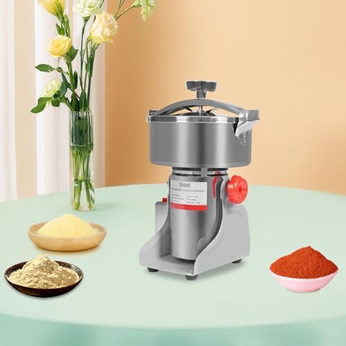 High-Speed Electric Grain Grinder Mill 4500g - 5000W Spice & Herb Powder Machine for Commercial Use, 50-300 Mesh, Ideal for Dry Cereals, Coffee, Corn & Beans
