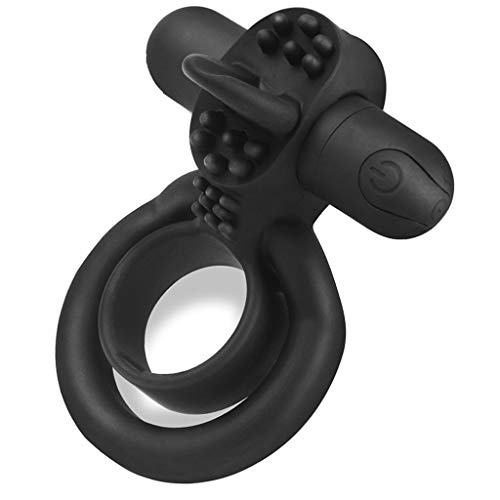 Vibrating Penis Ring with Tongue, Sexgene Male Cock Ring & Clitoral G-Spot Vibrators Clitoris Stimulators Powerful Sex Toys for Couple Prolong Sexual Pleasure Rechargeable (Black)
